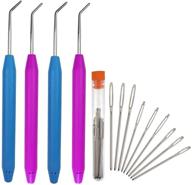 🧶 zx vision knitting loom hooks set with ergonomic rubber handles: 4 pieces crochet hooks & 9 pieces large-eye sewing needles for knifty knitter (13 set, random colors) logo