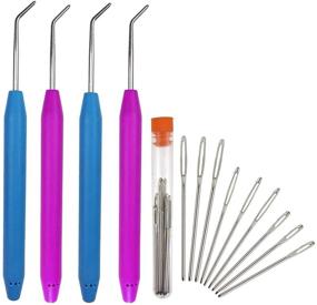 img 4 attached to 🧶 ZX Vision Knitting Loom Hooks Set with Ergonomic Rubber Handles: 4 Pieces Crochet Hooks & 9 Pieces Large-Eye Sewing Needles for Knifty Knitter (13 Set, Random Colors)