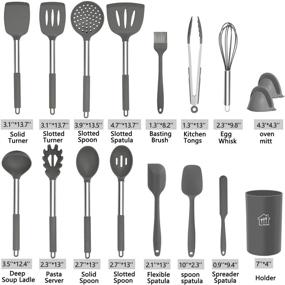 img 3 attached to 17-Piece Grey Silicone Cooking Utensil Set - Non-Stick, Heat Resistant, Stainless Steel Handle