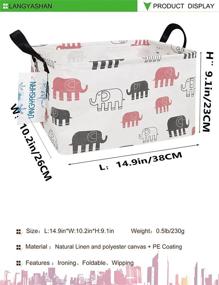 img 2 attached to 🐘 LANGYASHAN Rectangular Storage Baskets - Waterproof Canvas Hamper for Children's Laundry, Nursery, Shelves - Gift Baskets Toy Organizer - Room Decor (Rec Color Elephant)