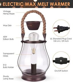 img 3 attached to 🕯️ ARVIDSSON Electric Wax Melt Warmer with 45W Edison Bulb - Rustic Metal Wax Warmer for Scented Wax Melts and Wax Burning