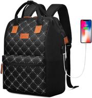 🎒 brinch laptop backpack 15.6 inch wide open computer bag, college rucksack water resistant business travel backpack, multipurpose casual daypack with usb charging port for women men, black diamond logo