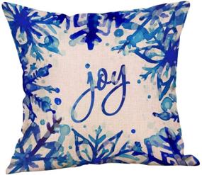 img 1 attached to ❄️ Christmas Snowflake Throw Pillow Case Set - Blue Cotton Linen Decorative Cushion Covers, 18" X 18", Let It Snow Design, Pack of 4