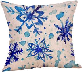 img 3 attached to ❄️ Christmas Snowflake Throw Pillow Case Set - Blue Cotton Linen Decorative Cushion Covers, 18" X 18", Let It Snow Design, Pack of 4