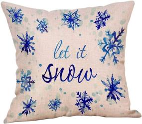img 2 attached to ❄️ Christmas Snowflake Throw Pillow Case Set - Blue Cotton Linen Decorative Cushion Covers, 18" X 18", Let It Snow Design, Pack of 4