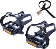 🚴 ybeki bike pedals with clips and straps for exercise bike, spin bike, and outdoor bicycles - 9/16-inch resin/alloy spindle bicycle pedals with half year warranty logo