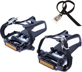 img 4 attached to 🚴 YBEKI Bike Pedals with Clips and Straps for Exercise Bike, Spin Bike, and Outdoor Bicycles - 9/16-Inch Resin/Alloy Spindle Bicycle Pedals with Half Year Warranty