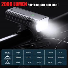 img 3 attached to 🚴 High-Performance Rechargeable Bike Lights: 2000 Lumens Front & Back, 8 LED MTB Bicycle Light for Night Riding - 5200mAh Battery, 8 Hrs Runtime, 5 Light Modes