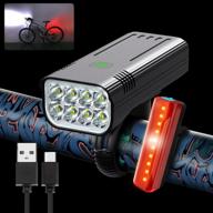 🚴 high-performance rechargeable bike lights: 2000 lumens front & back, 8 led mtb bicycle light for night riding - 5200mah battery, 8 hrs runtime, 5 light modes logo