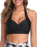👙 tempt me women bikini top: enhance your beach style with halter retro bathing suit, push-up design, and padded swimsuit top logo