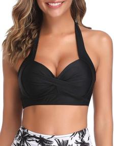 img 4 attached to 👙 Tempt Me Women Bikini Top: Enhance Your Beach Style with Halter Retro Bathing Suit, Push-Up Design, and Padded Swimsuit Top