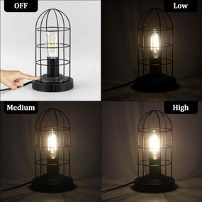 img 1 attached to 💡 Industrial Table Lamp with 3 Way Dimmable Touch Control, USB Charging Ports, and AC Outlets - Vintage Nightstand Lamp for Bedroom Living Room