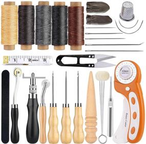 img 4 attached to 🧵 Rotary Cutter & Leather Sewing Kit Set - Includes Sewing Awl, Waxed Thread, Leather Needle, Upholstery Repair Sewing Kit with Rotary Cutter for Fabric Sewing, Repair, and Stitching - Ideal for Leather Repair