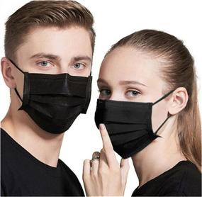 img 3 attached to 😷 Breathable Black Disposable Face Masks with Elastic Ear Loop - Pack of 50 for Adults (Men & Women)