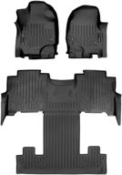 maxliner floor mats: black 3 row liner set for 2018-2019 ford expedition/expedition max with 2nd row bucket seats logo