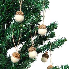 img 2 attached to Felt Acorn Ornaments Set of 18: Pom Acorn Garland for Christmas Tree and Party Decor (White)