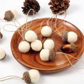 img 4 attached to Felt Acorn Ornaments Set of 18: Pom Acorn Garland for Christmas Tree and Party Decor (White)