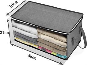 img 1 attached to Grey Clothes Storage Bag Organizer – 90L Capacity, Thick Fabric, Reinforced Handle, Sturdy Zipper, Clear Window – Ideal for Comforters, Blankets, Bedding – Foldable and Folding Design