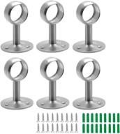 jiozermi 6 pcs 1 inch ceiling mount curtain rod bracket, 2.55 inch height flange closet rod holder, heavy duty stainless steel shower curtain rod socket, closet rod end supports, brushed finish - enhanced seo логотип