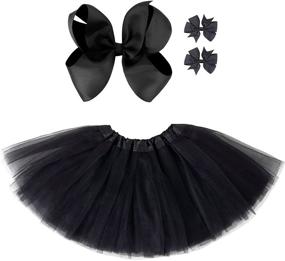 img 4 attached to 👗 Girls Tutu Princess Ballet Dress: 4 Layered Tulle Skirt with Hairbow