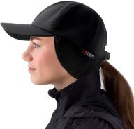 🧢 womens winter baseball cap: waterproof, fleece lined with earflaps - men's outdoor adventure adjustable hat logo