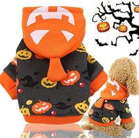 img 4 attached to 🎃 Peppot Dog Pumpkin Costume - Pet Halloween Hoodie Winter Coat Kitten Sweatshirts - Cat Clothes