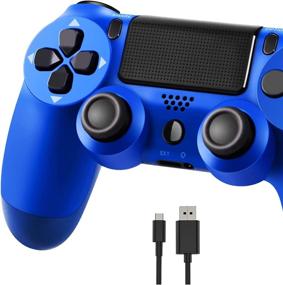 img 4 attached to 🎮 YHT PS-4 Controller: Wireless Dual Vibration Shock Game Remote with Touch Panel, Gyro & Audio Speaker - Compatible with PS-4 Pro Slim (Blue)