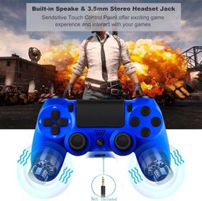 img 1 attached to 🎮 YHT PS-4 Controller: Wireless Dual Vibration Shock Game Remote with Touch Panel, Gyro & Audio Speaker - Compatible with PS-4 Pro Slim (Blue)