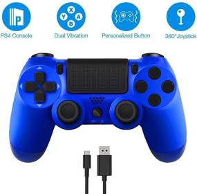 img 3 attached to 🎮 YHT PS-4 Controller: Wireless Dual Vibration Shock Game Remote with Touch Panel, Gyro & Audio Speaker - Compatible with PS-4 Pro Slim (Blue)