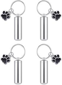 img 4 attached to 🐾 Stylish Silver Tone Pet Dog Paw Cylinder Cremation Urn Keychain: Ideal Keepsake for Memorial Ashes Jewelry