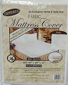 img 2 attached to 💦 Water Resistant Queen Size Fabric Zippered Mattress Cover Protector - 80" X 60" X 12" Deep