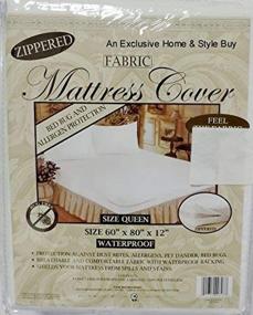 img 1 attached to 💦 Water Resistant Queen Size Fabric Zippered Mattress Cover Protector - 80" X 60" X 12" Deep