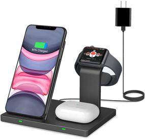 img 4 attached to 🔌 COSOOS 3-in-1 Wireless Charger Station for iPhone, AirPods Pro, and iWatch - Fast Wall Charger Included