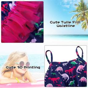 img 1 attached to 👙 swimsobo Girls Swimsuits: Stylish & Fun One Piece Bikini with 3D Print, Halter Sunsuit Design, and Ruffle Tulle Frill - Available for Girls 3-10T