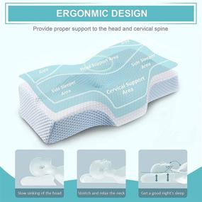 img 2 attached to Cervical Pillows for Neck Pain Relief - Memory Foam Pillow for Sleeping with Orthopedic Neck 🌙 Support. Ideal for Side, Back, and Stomach Sleepers. Breathable, Washable Cover Included - Standard Size [US Patent Design]