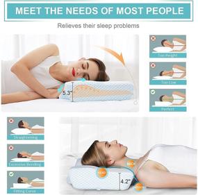 img 1 attached to Cervical Pillows for Neck Pain Relief - Memory Foam Pillow for Sleeping with Orthopedic Neck 🌙 Support. Ideal for Side, Back, and Stomach Sleepers. Breathable, Washable Cover Included - Standard Size [US Patent Design]