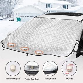 img 2 attached to ❄️ XXL Car Windshield Snow Cover - 4 Layer Protector with 3 Magnets, Security Flap, Waterproof/Windproof Outdoor Snow Cover for Cars, Trucks, and SUVs