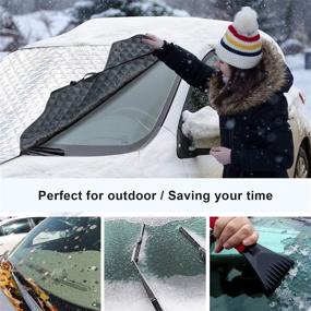 img 1 attached to ❄️ XXL Car Windshield Snow Cover - 4 Layer Protector with 3 Magnets, Security Flap, Waterproof/Windproof Outdoor Snow Cover for Cars, Trucks, and SUVs