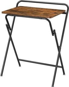 img 4 attached to 📺 VASAGLE Folding TV Tray Table: Stylish, Space-Saving Tray for Bed, Sofa & Small Spaces - Rustic Brown and Black ULET370B01