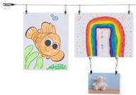 🖼️ space-saving totart picture hanging kit and curtain rod: ultimate stainless steel solution for kids crafts, artwork, tapestry - includes 18 clips in chrome! логотип