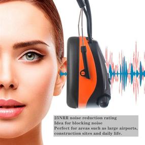 img 2 attached to 🎧 PROTEAR Bluetooth AM FM Radio Headphones, NRR 25dB Noise Reduction Safety Ear Muffs, Hearing Protection for Mowing in Vibrant Orange Color