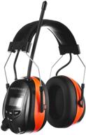 🎧 protear bluetooth am fm radio headphones, nrr 25db noise reduction safety ear muffs, hearing protection for mowing in vibrant orange color logo