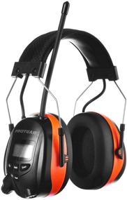 img 4 attached to 🎧 PROTEAR Bluetooth AM FM Radio Headphones, NRR 25dB Noise Reduction Safety Ear Muffs, Hearing Protection for Mowing in Vibrant Orange Color