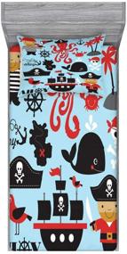 img 3 attached to 🏴 Decorative Pirate Bedding Set for Twin Bed - Ambesonne Fitted Sheet & Pillow Sham with Skull Octopus and Boy in Conceptual Dress Design - Blue Pink Color Scheme - 2 Piece Printed Bedding Decor Set