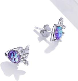 img 3 attached to 🦄 VOROCO Animals Earrings: Hypoallergenic Sterling Silver Studs with Opal, Pearl, and Cubic Zirconia – Perfect Gifts for Women and Teen Girls!