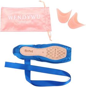 img 2 attached to 🩰 WENDYWU Girls Womens Dance Shoe - Pink Ballet Pointe Slippers Ballet Flats Shoes with Ribbons, Toe Pads - Black, Pink, Red