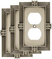 🍍 franklin brass brushed satin pewter pineapple single duplex outlet wall switch plate/cover, 3-pack (w10274v-bsp-r) logo
