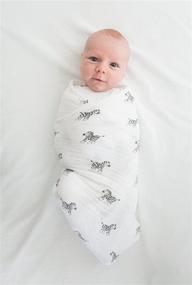 img 1 attached to 🦓 High-Quality Baby Muslin Swaddle Blanket made with Premium Cotton, Zebra Print, Black