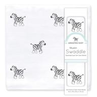 🦓 high-quality baby muslin swaddle blanket made with premium cotton, zebra print, black logo