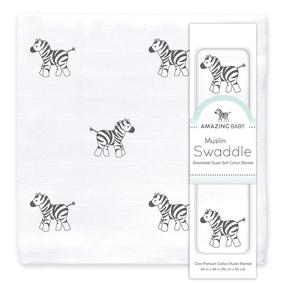 img 4 attached to 🦓 High-Quality Baby Muslin Swaddle Blanket made with Premium Cotton, Zebra Print, Black